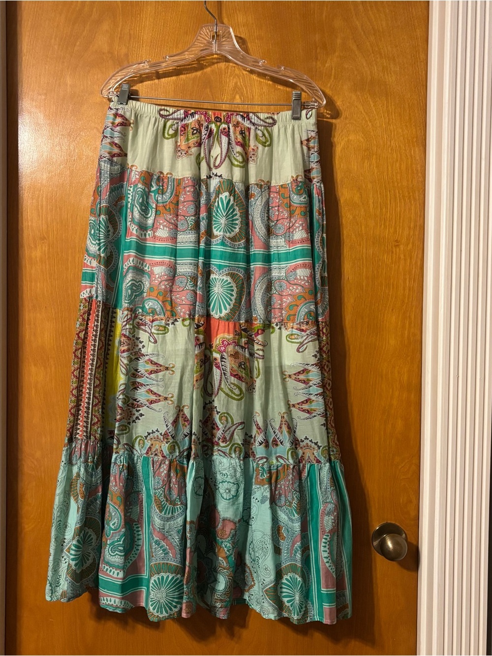 Bohemian Paisley Maxi Skirt - Teal Multi